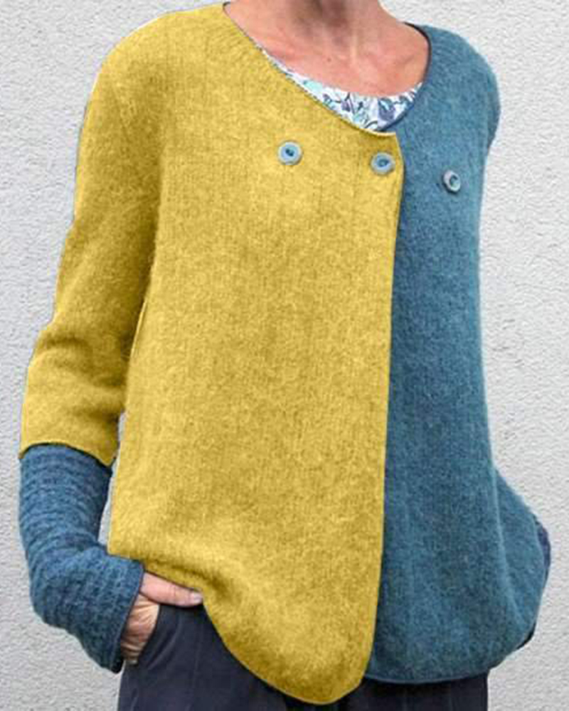 5XL Women's Casual V-neck Loose Pure Color Long Sleeve Sweater-ABOXUN