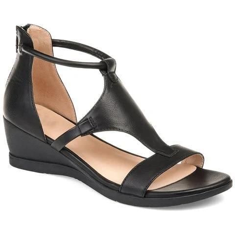 Women Casual Leather Comfy Wedge Sandals-ABOXUN
