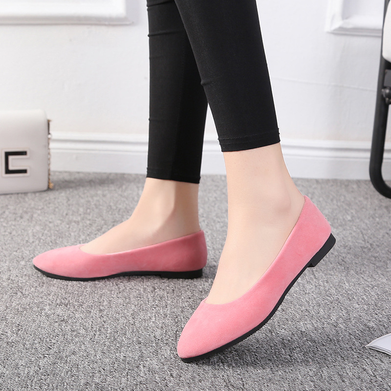 suede slip-on shoes pointed toe Rubber Flat Shoes-ABOXUN