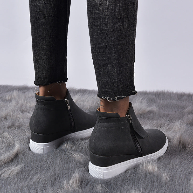 Grishay 2022 New Zipper Wedge Heel Women's Boots-ABOXUN