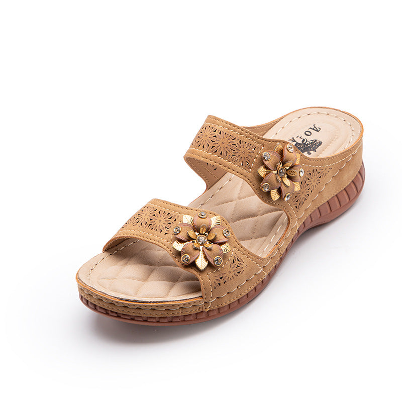 Embroidered Wedge Sandals for Women-ABOXUN