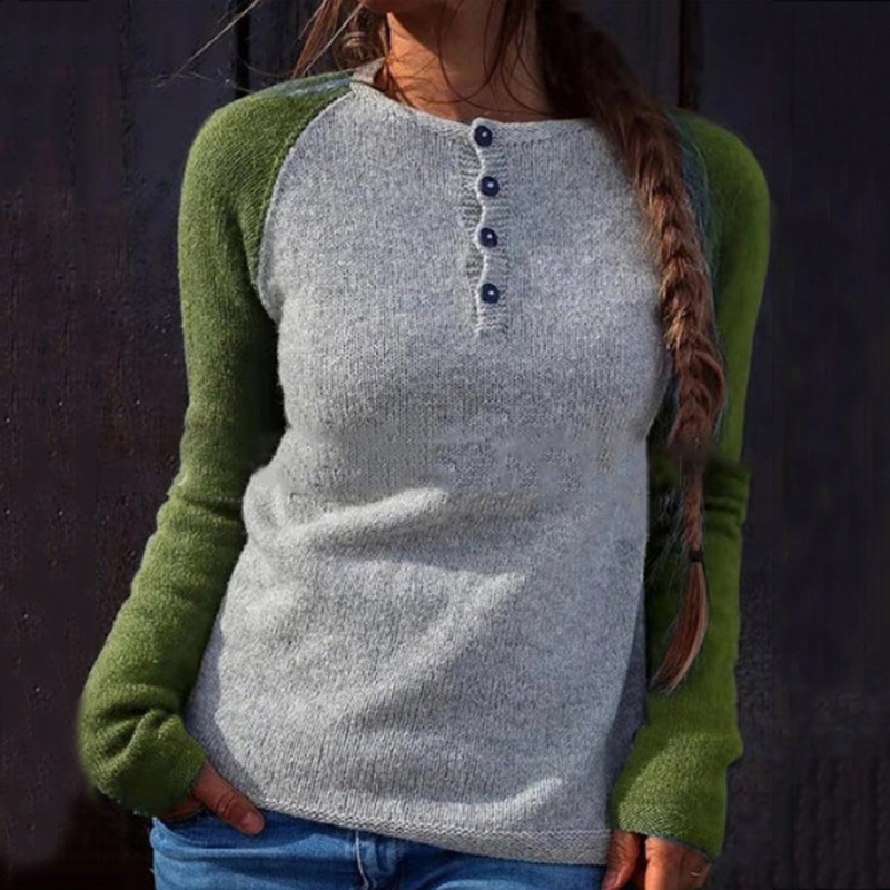 Vintage Crewneck Colorblock Pullover Sweater-ABOXUN