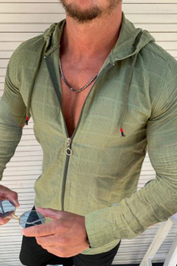 New casual slim long-sleeved hooded shirt-ABOXUN