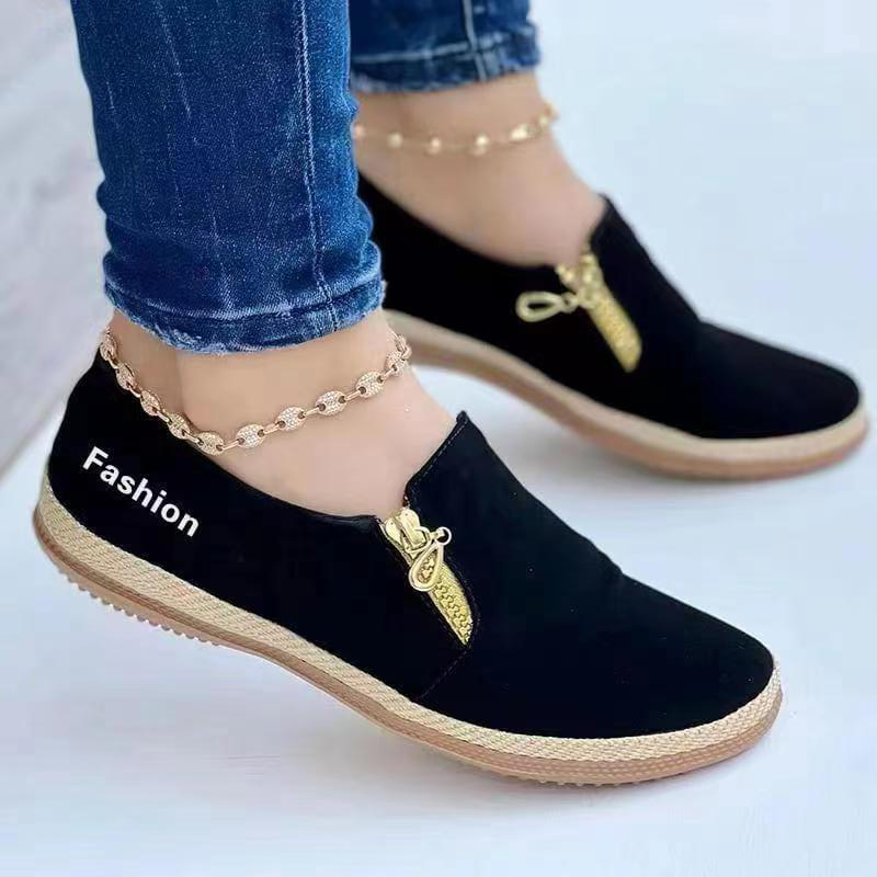 Women's Flat Zip Casual Sneakers-ABOXUN