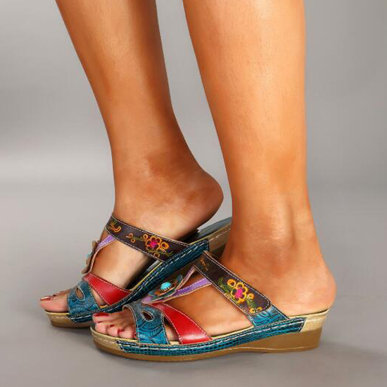 Bohemian Style Fashion Non-Slip Wedge Slippers-ABOXUN