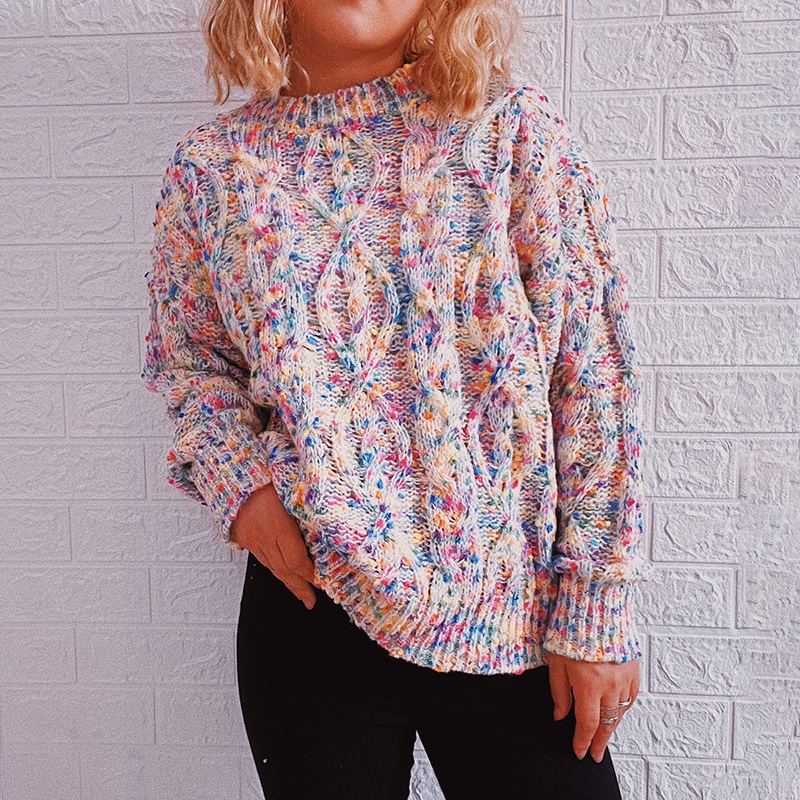 Vintage Long Sleeve Heathered Sweater-ABOXUN