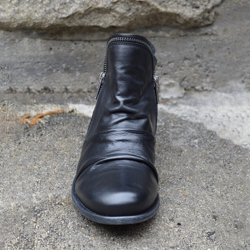 Women's Casual Side Zipper Ankle Boots-ABOXUN