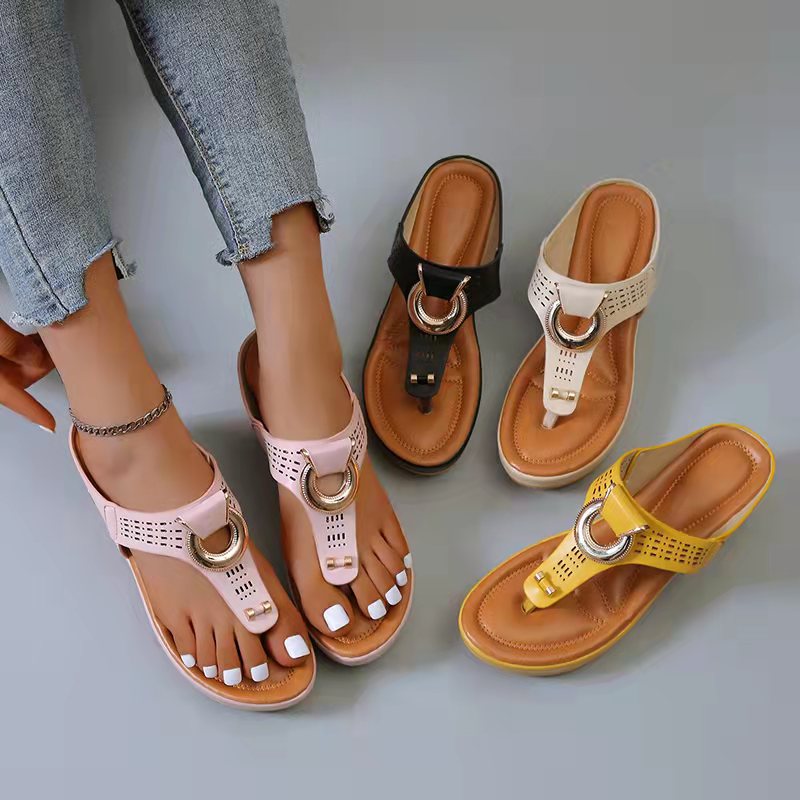 Ladies Flip Flop Wedge slippers-ABOXUN