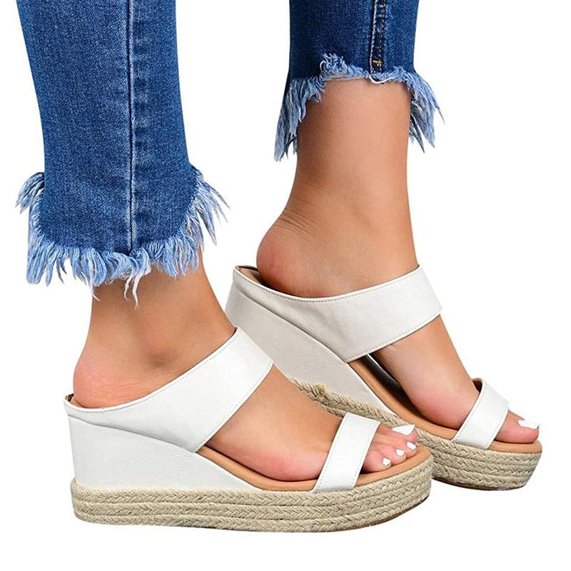 Womens Platform Wedge Sandals High Heel Slip-on Open Toe Slides-ABOXUN