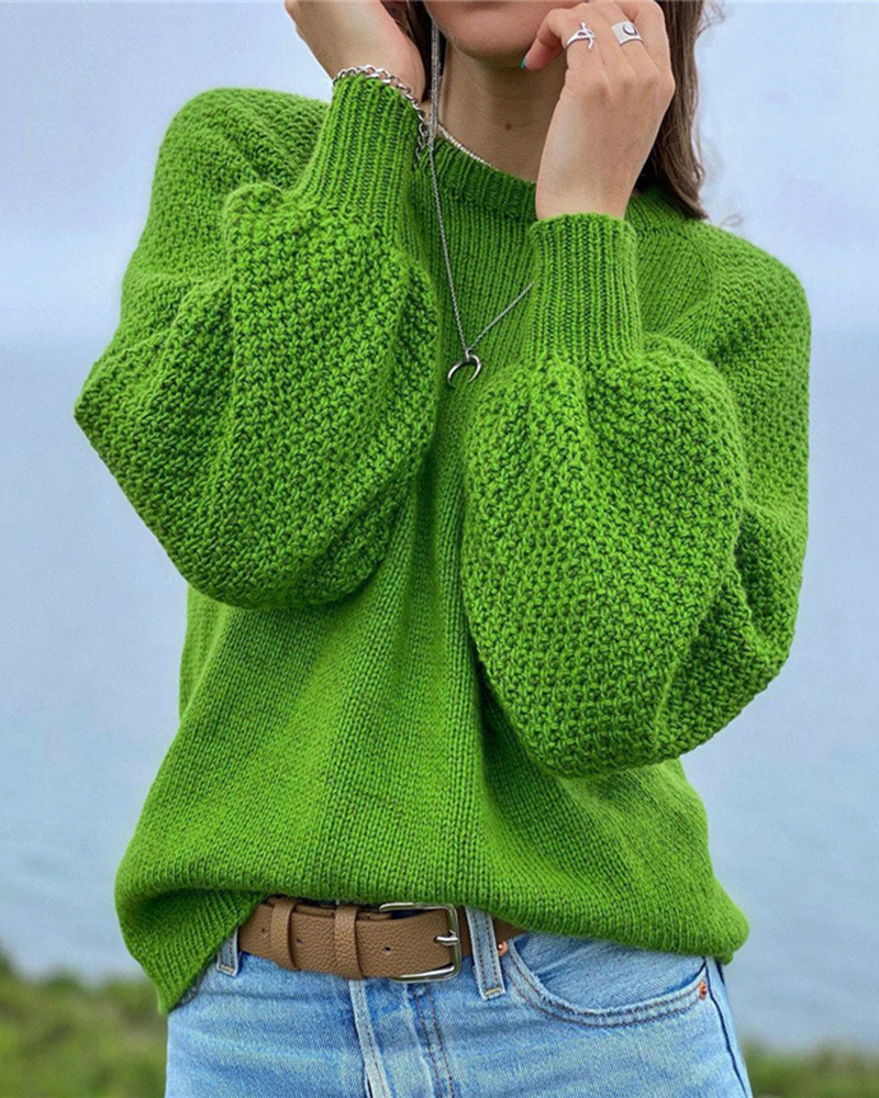 Pullover Solid Color All-match Sweater-ABOXUN