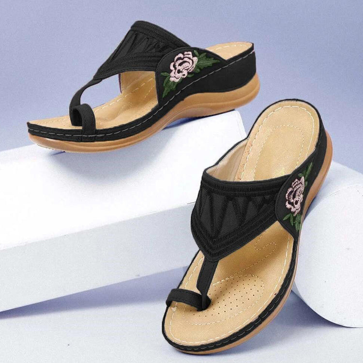 2022 new open toe embroidered slippers-ABOXUN