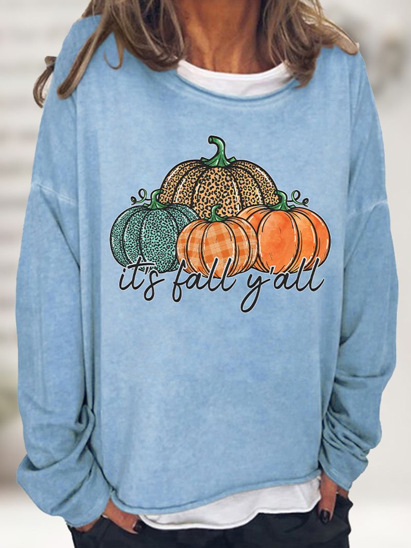 Halloween leopard pumpkin print casual loose sweater-ABOXUN