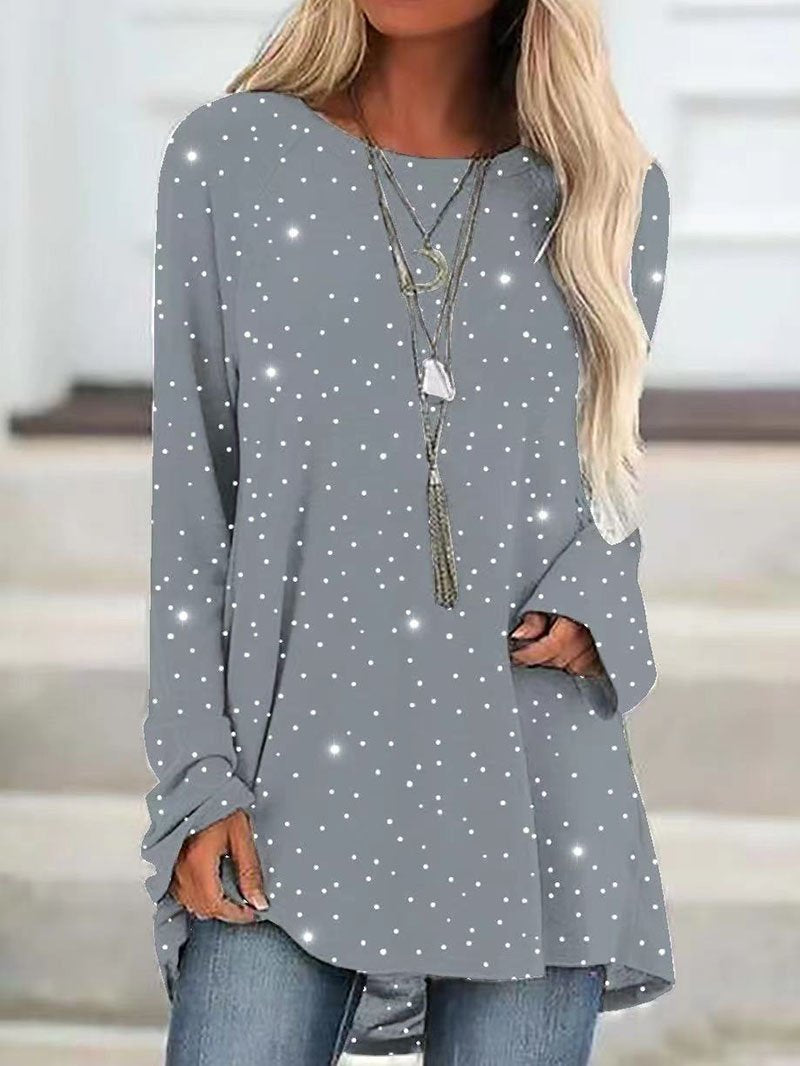 Knit sweater loose large size casual sequined T-shirt top-ABOXUN