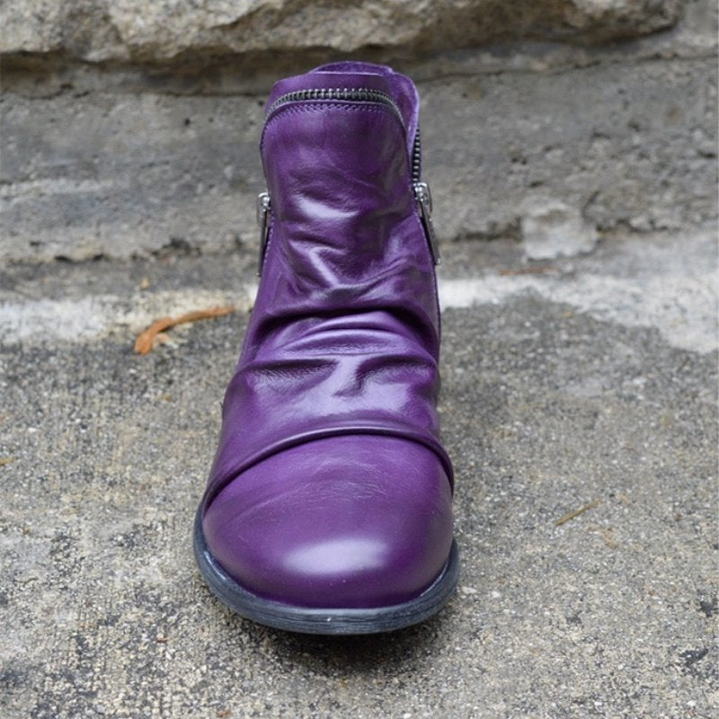 Women's Casual Side Zipper Ankle Boots-ABOXUN