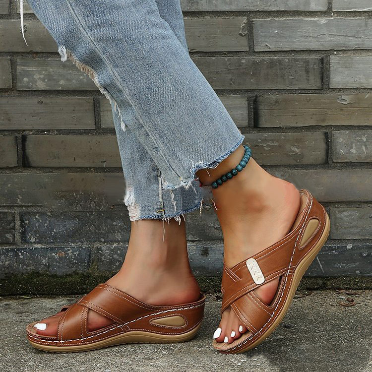 Women's Vintage Wedge Stitch Slippers-ABOXUN