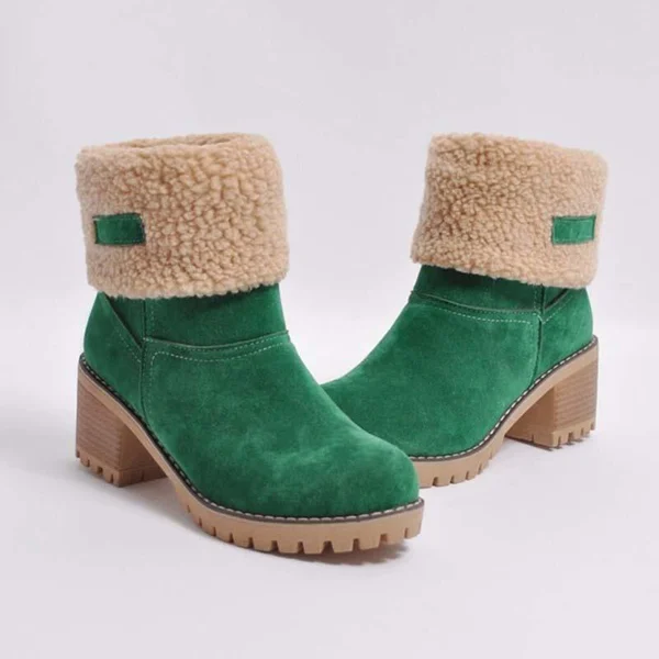 🔥Hot Sale🎁70% OFF 🎉Women Two Ways Wear Warm Square Heels Snow Boots-ABOXUN