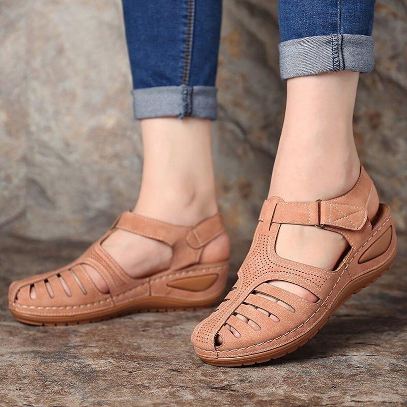Sursell Women Hollow Out Breathable Wedges Thick Sole Buckle Sandals-ABOXUN