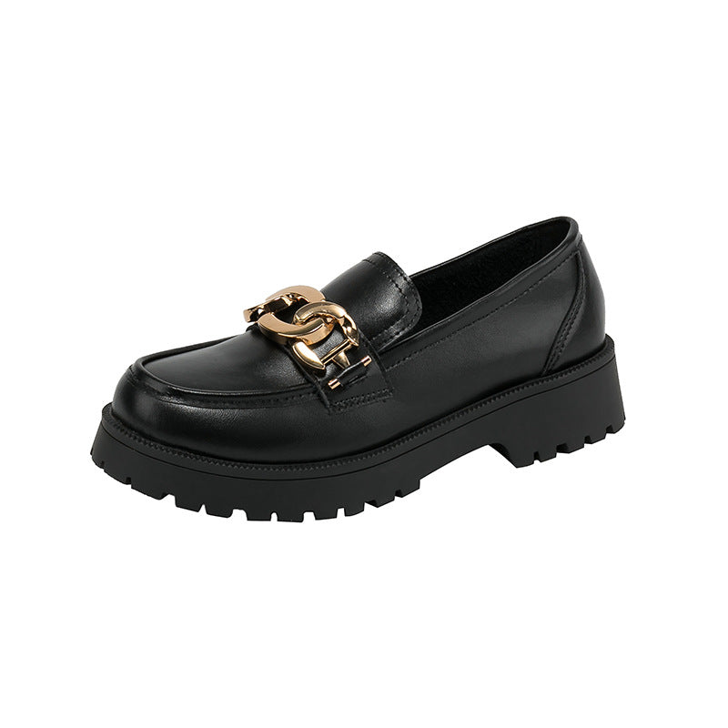 british style women's chunky heel loafers-ABOXUN