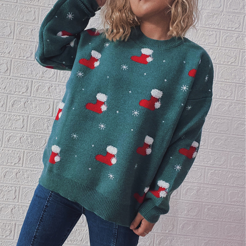Vintage Christmas Socks Long Sleeve Sweater-ABOXUN