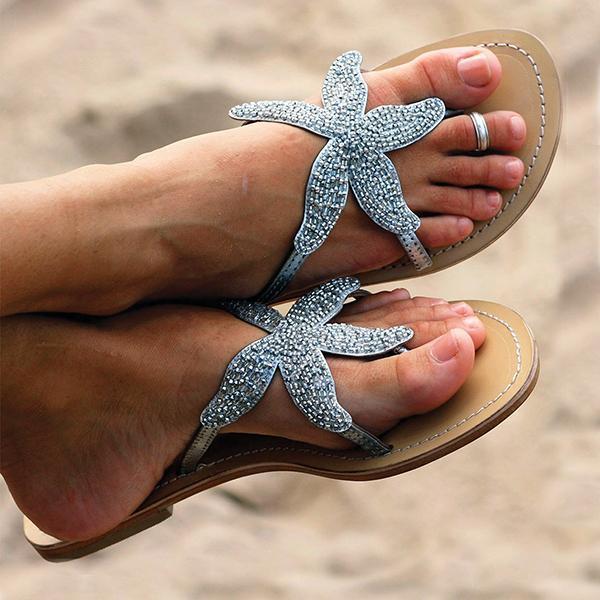 Women Starfish Beach Flat Sandals-ABOXUN