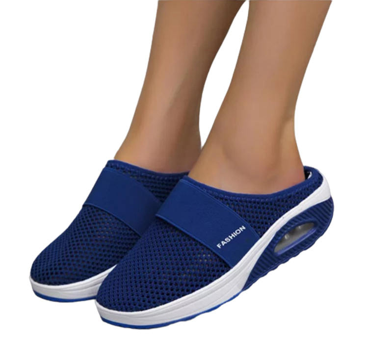 Women Daily Fly Knit Fabric Summer Air Cushion Mule Slippers-ABOXUN