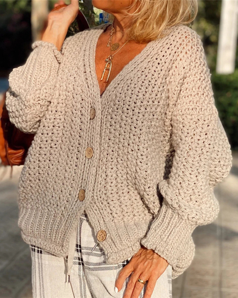 Retro Thick Stitch Casual Sweater Coat-ABOXUN