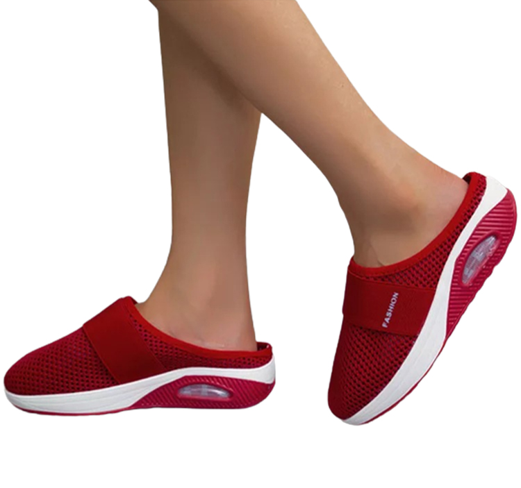 Women Daily Fly Knit Fabric Summer Air Cushion Mule Slippers-ABOXUN