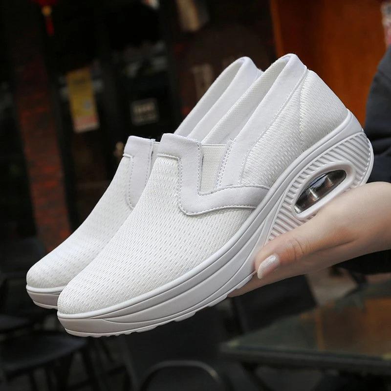 Women's Sporty Platform Fabric Daily Slip-On Walking Sneakers-ABOXUN