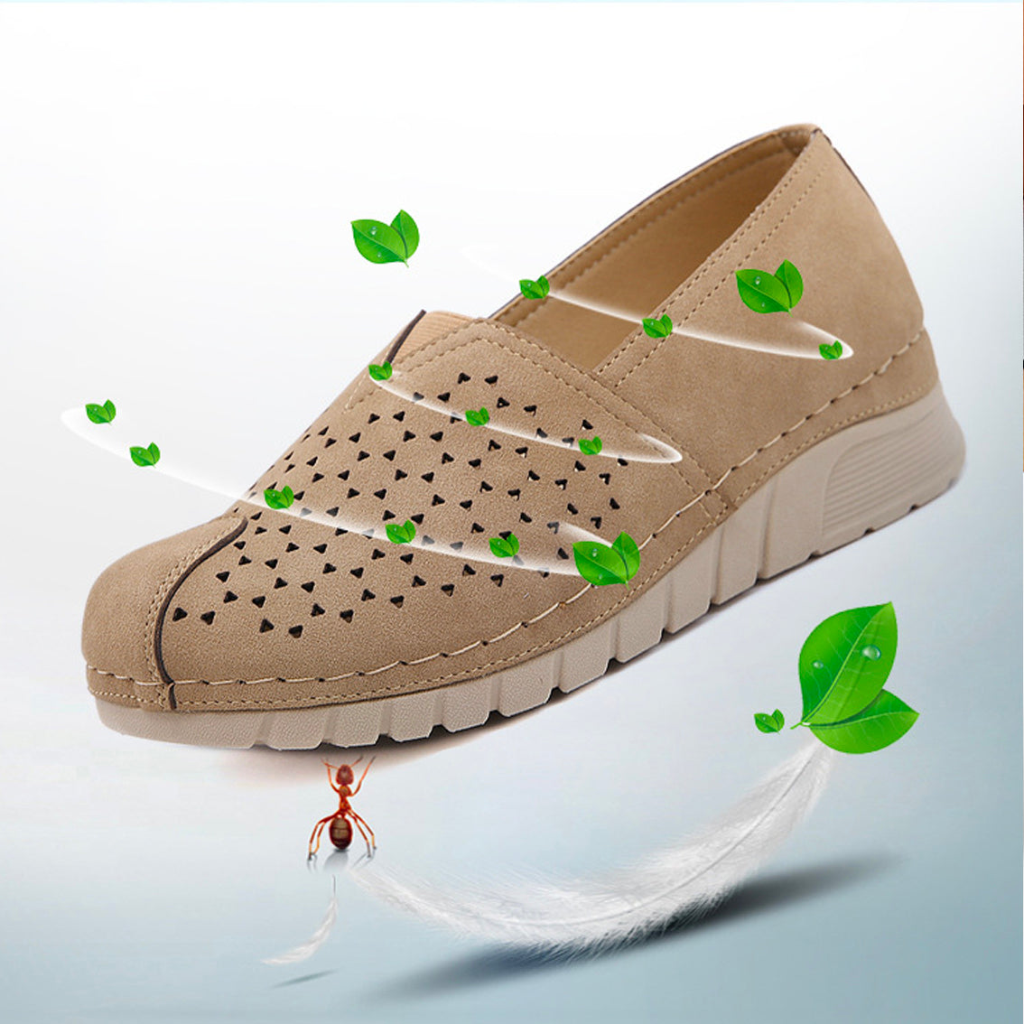 Lightweight Cutout Round Toe Comfortable Platform Walking Shoes-ABOXUN
