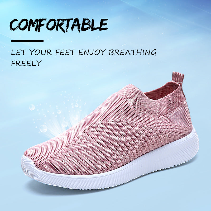 Women Sneaker Air Mesh Soft Shoes Casual Slip On Ladies Flat Shoes-ABOXUN