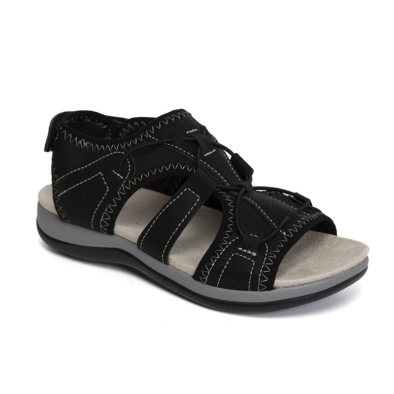 Ladies Round Toe Velcro Vintage Beach Sandals-ABOXUN