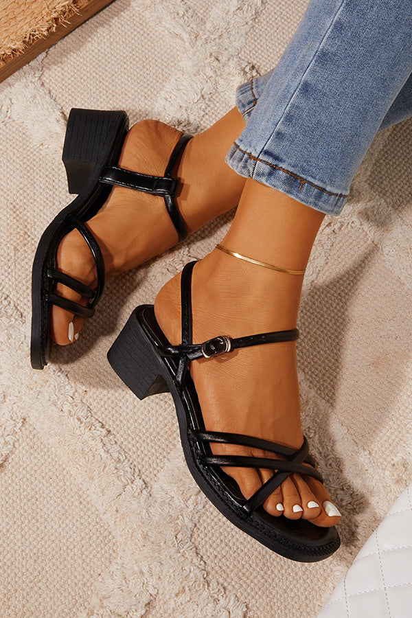 Summer Strappy Ankle Strap Block Heels-ABOXUN