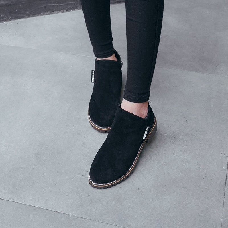 Women's Low Heel Low Side Zip Ankle Boots Martin Boots-ABOXUN