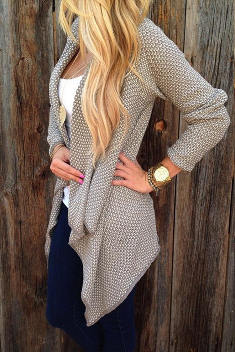 Vintage Loose Casual Irregular Knit Cardigan-ABOXUN