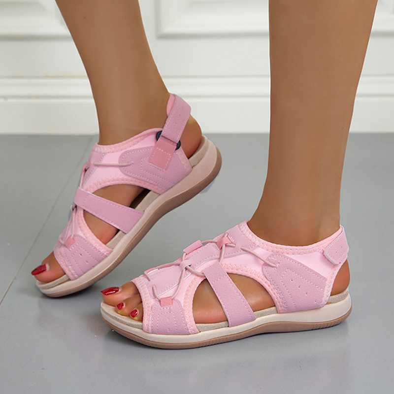 Ladies Round Toe Velcro Vintage Beach Sandals-ABOXUN