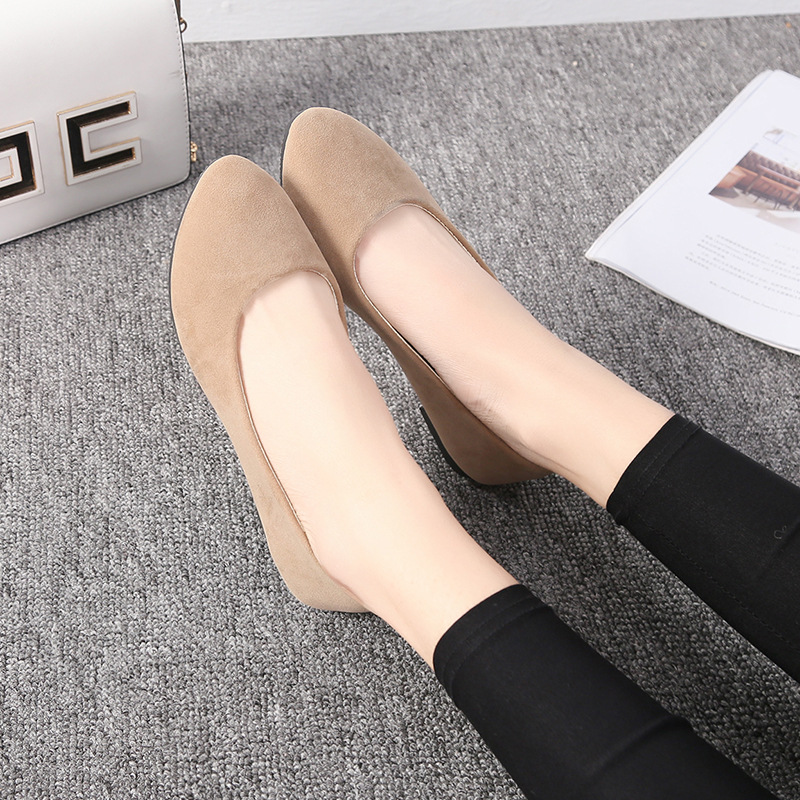 suede slip-on shoes pointed toe Rubber Flat Shoes-ABOXUN
