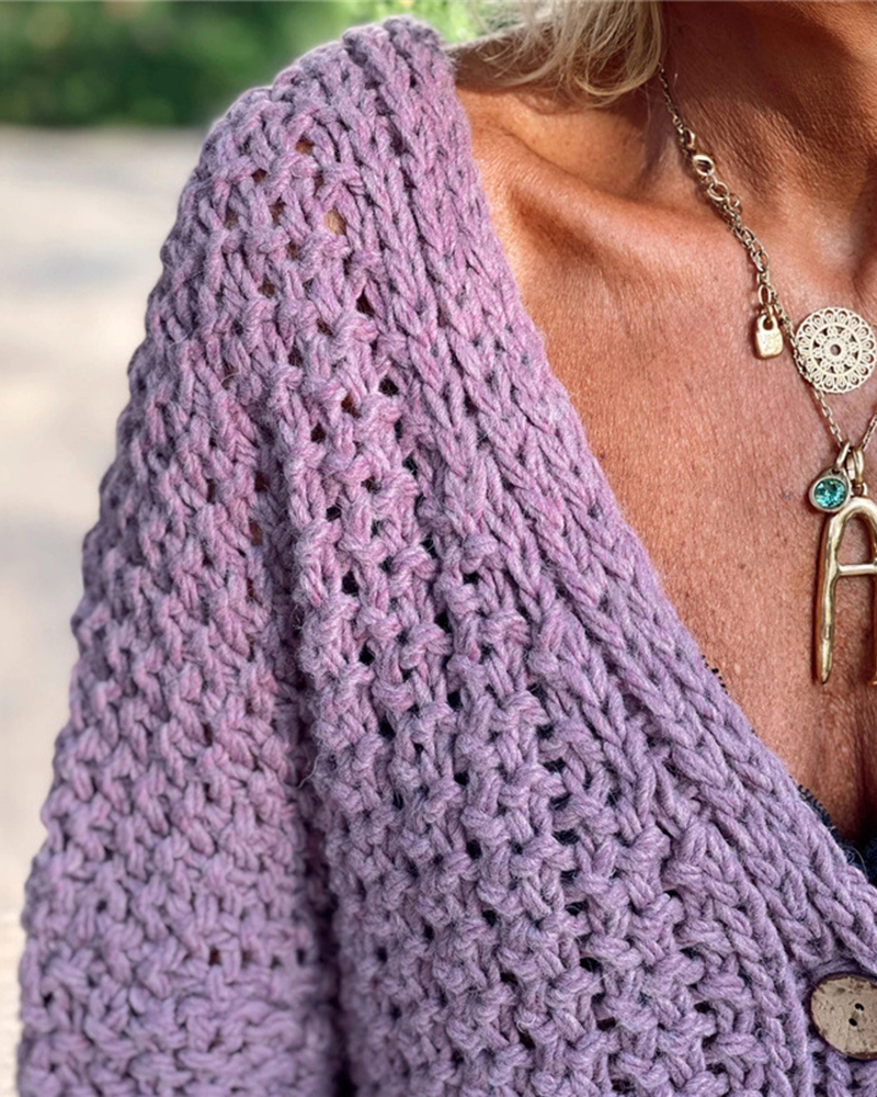 Retro Thick Stitch Casual Sweater Coat-ABOXUN