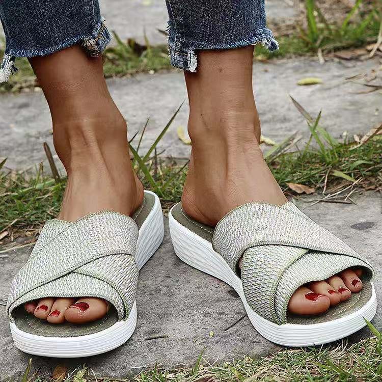 Women Stretch Cross Slide Sandals-ABOXUN