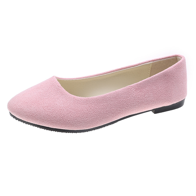 suede slip-on shoes pointed toe Rubber Flat Shoes-ABOXUN
