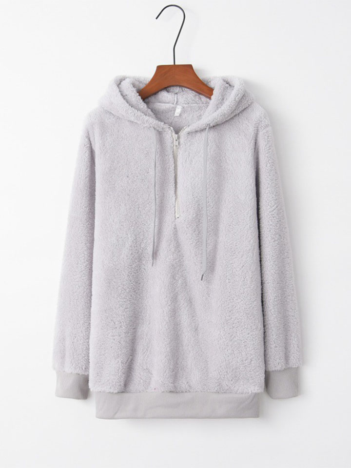 Hooded Solid Color Women's Sweater Jacket-ABOXUN