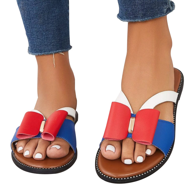 Women Summer Comfy Slipper Retro Rubber Soft Sole Bow Slippers-ABOXUN