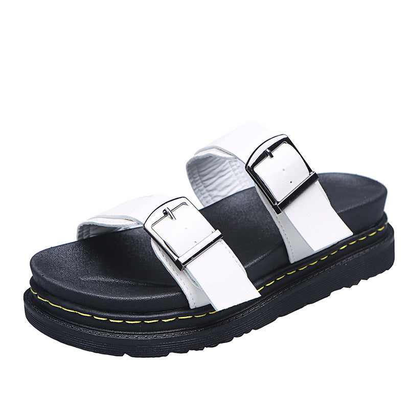 Platform Solid Buckle Ladies Sandals-ABOXUN