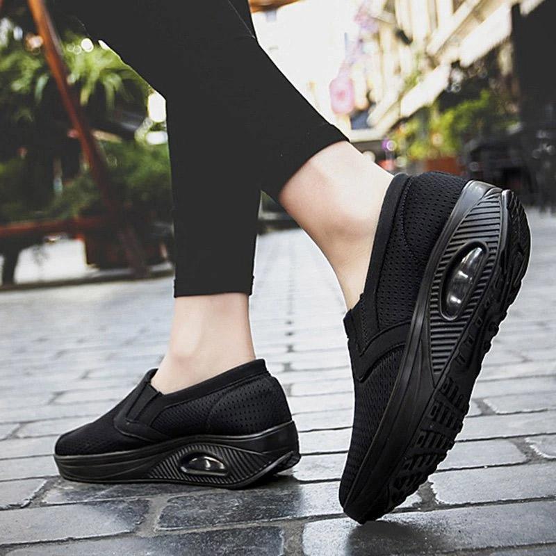 Women's Sporty Platform Fabric Daily Slip-On Walking Sneakers-ABOXUN