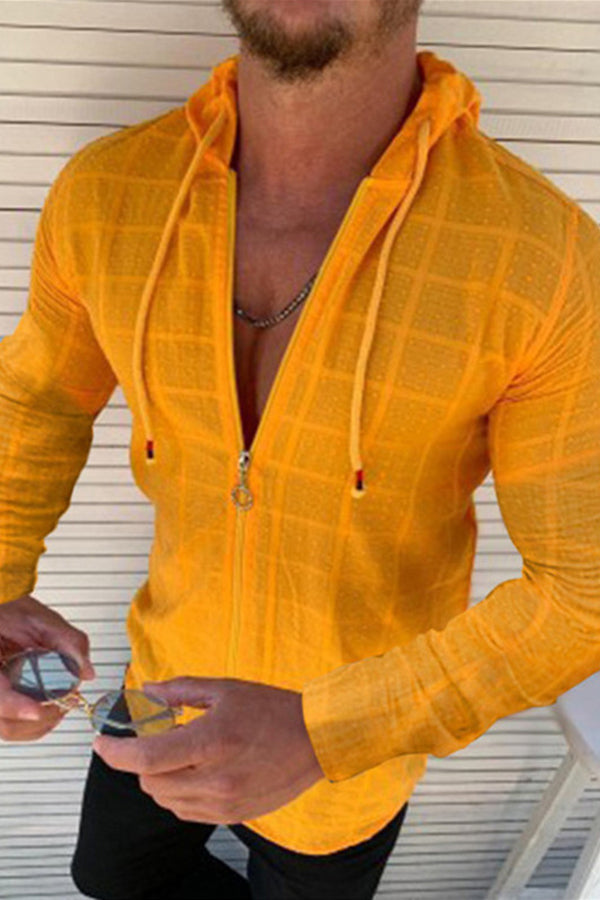 New casual slim long-sleeved hooded shirt-ABOXUN