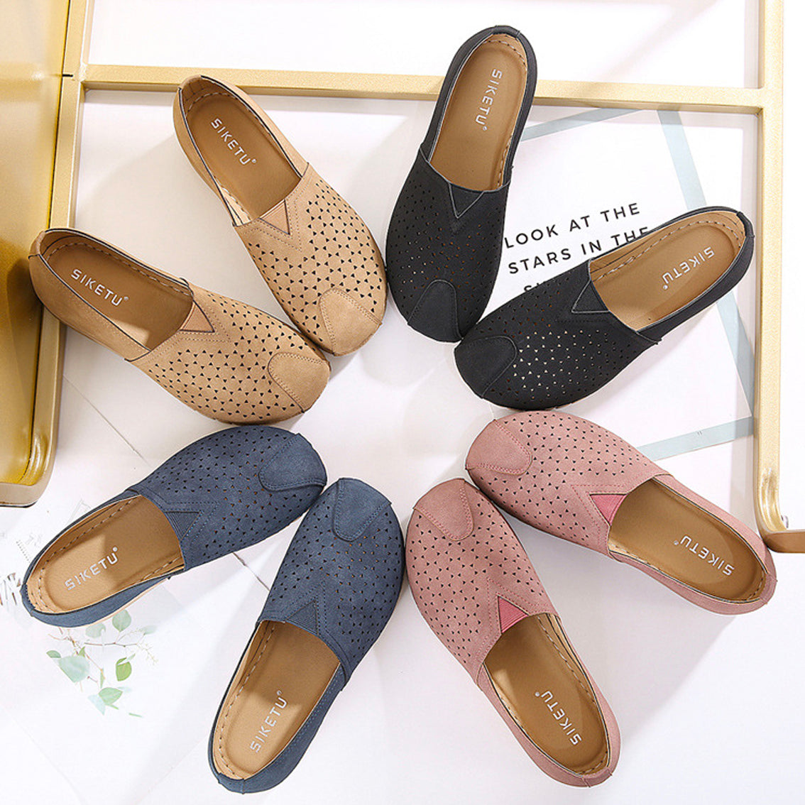 Lightweight Cutout Round Toe Comfortable Platform Walking Shoes-ABOXUN