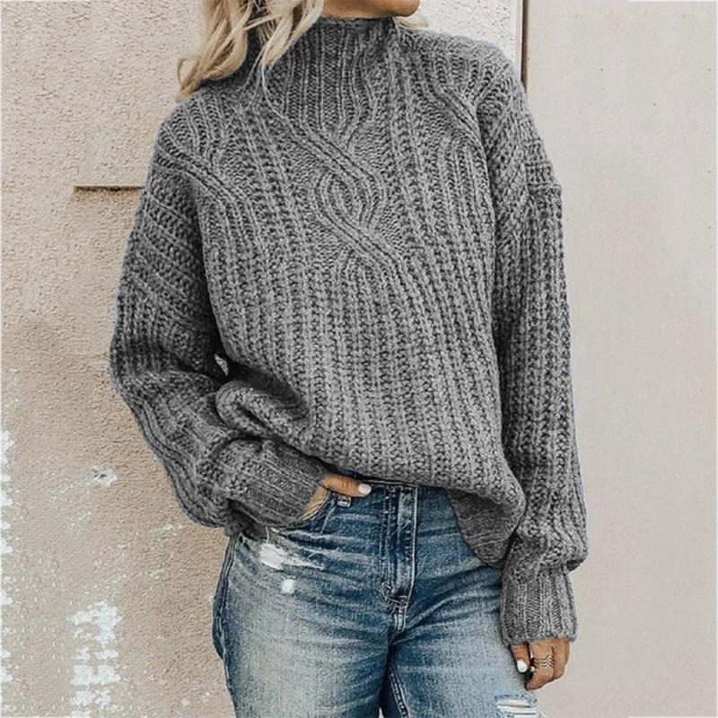 Casual Turtul Neck Twist Sweater-ABOXUN