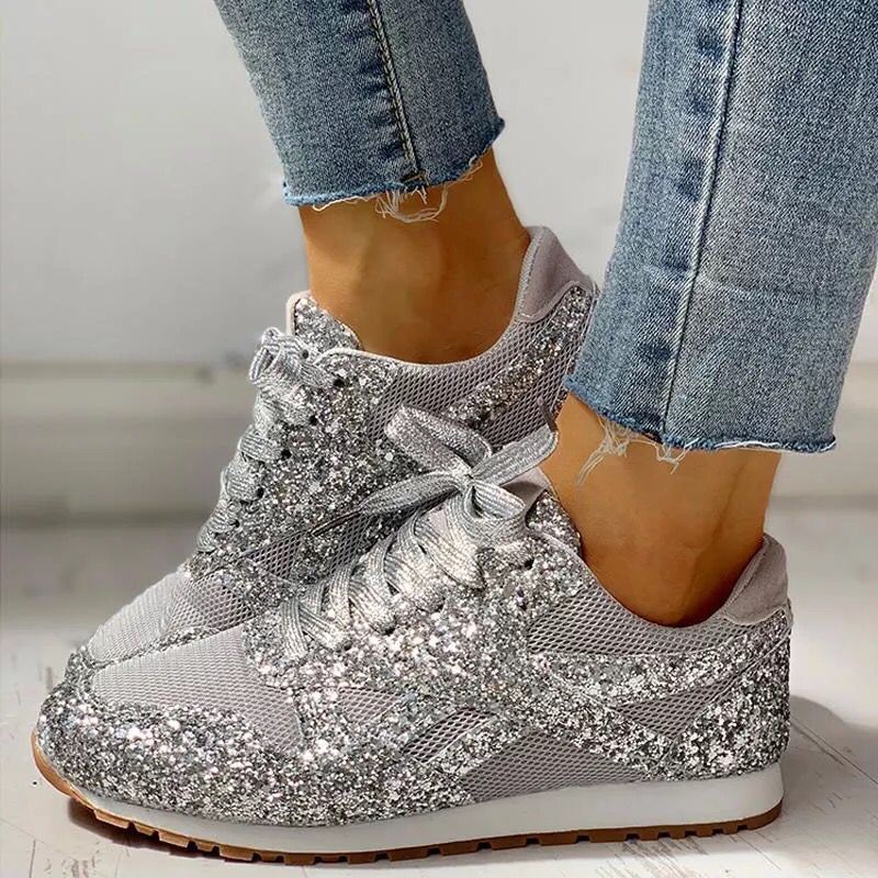 2022 Fall New Flat Mesh Rhinestone Sneakers-ABOXUN