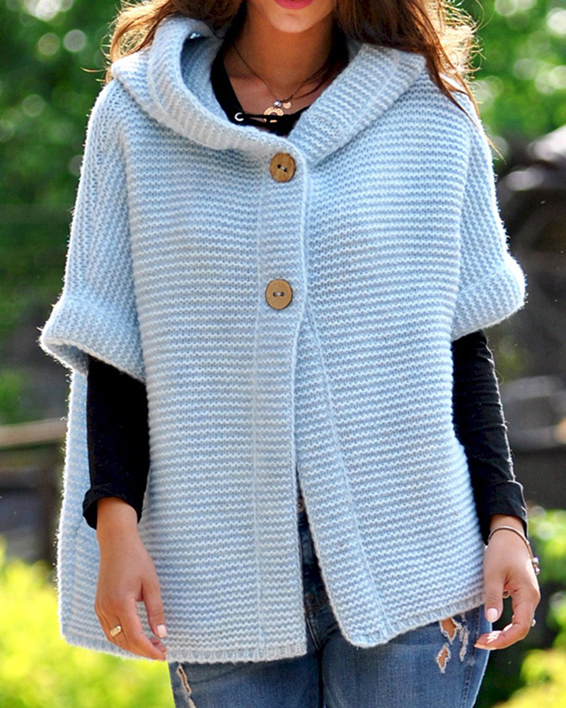Loose-knit Hooded Sweater Cardigan-ABOXUN