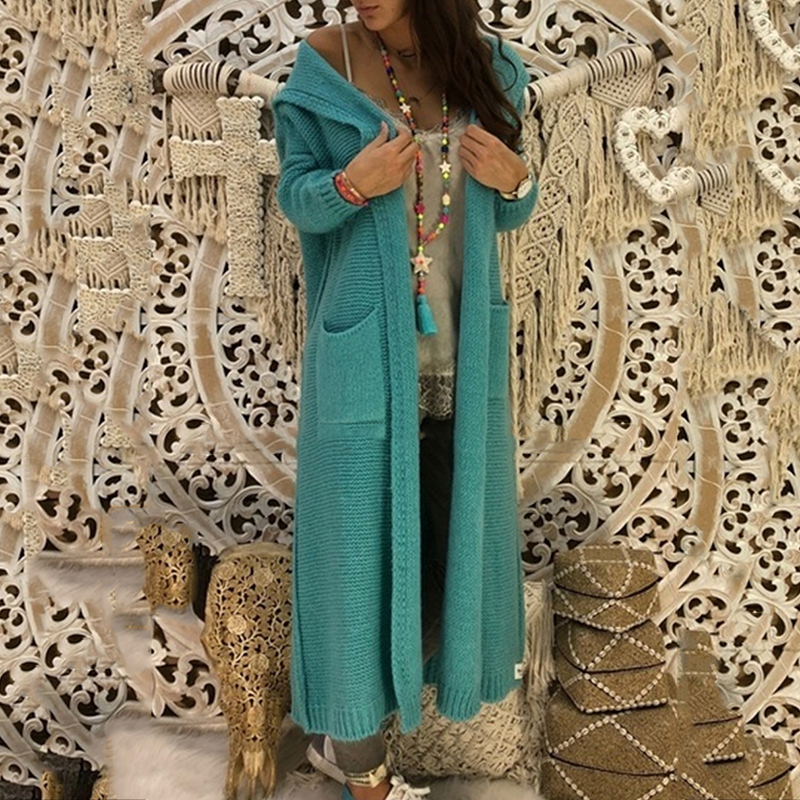 Vintage Loose Pocket Hooded Sweater Cardigan-ABOXUN