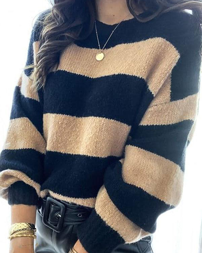 Always Memorable Striped Knit Sweater-ABOXUN